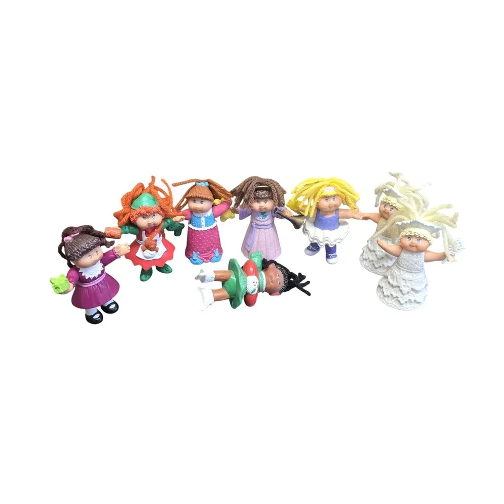 Cabbage Patch Kids 3in Mini Girl Figures Lot Of 8 Vintage 1990s Toy Figure Set
